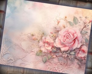 12 papers | Dusty Roses Scrapbooking Kit | Shabby Chic Printable Pages | Fairy Tale Watercolor Illustrations | Intricate Details