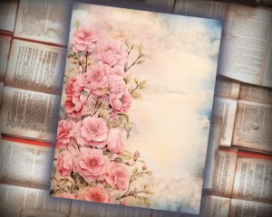 16 papers | Dusty Roses Scrapbooking Kit | Pastel Colors | Fairy Tale Watercolor Illustrations | Shabby Chic Ephemera | Printable Pages