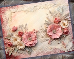 Dusty Roses Vintage Lace Digital Junk Journal Background | Printable Collage Kit for Scrapbooking, Invitations & Digital Planners