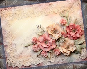 Dusty Roses Vintage Lace Digital Junk Journal Background | Printable Collage Kit for Scrapbooking, Invitations & Digital Planners