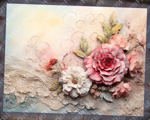 Dusty Roses Vintage Lace Digital Junk Journal Background - Collage Printable, Digital Kit for Scrapbooking, Invitations, Planners