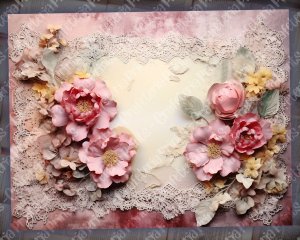 Dusty Roses Vintage Lace Digital Junk Journal Background - Collage Printable, Digital Kit for Scrapbooking, Invitations, Planners