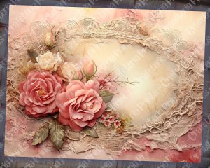 Dusty Roses Vintage Lace Digital Junk Journal Background - Collage Printable, Digital Kit for Scrapbooking, Invitations, Planners