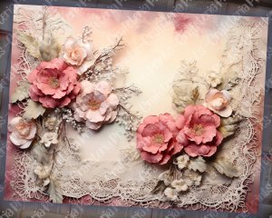 Dusty Roses Vintage Lace Digital Junk Journal Background - Collage Printable, Digital Kit for Scrapbooking, Invitations, Planners