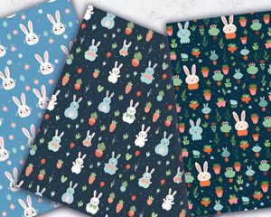 Bunny Easter Spring Seamless Pattern, Printable Digital Paper, Cute Bunny Background, Pastel Colors, DIY Scrapbooking Supplies