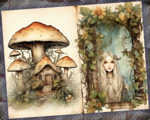 Elf World Digital Junk Journal Kit, Fantasy Elf Forest Collage Printable, Digital Elf Kit, Forest Elf Theme Digital Junk Journal Paper