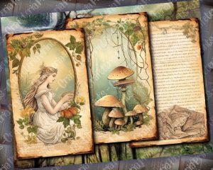 Elf World Digital Junk Journal Kit, Fantasy Elf Forest Collage Printable, Digital Elf Kit, Forest Elf Theme Digital Junk Journal Paper