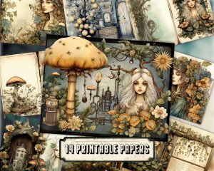 Elf World Digital Junk Journal Kit, Fantasy Elf Forest Collage Printable, Digital Elf Kit, Forest Elf Theme Digital Junk Journal Paper