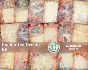 12 papers | Utopia Dream: Enchanted Watercolor Scrapbooking Kit, Magical and Delicate Designs for Junk Journals, Invitations & More