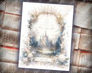 Beautiful Watercolor Vintage Junk Journal Old Vintage Single Page with Magic Fantasy Enchanted Forest, Vivid Colors, Intricate Details