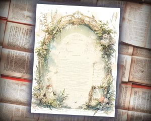 4 Papers | Vintage Enchanted Forest Scrapbooking Kit | Watercolor Junk Journal Pages | Printable Paper Templates | Shabby Chic Designs