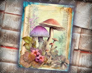 Beautiful Watercolor Vintage Junk Journal Single Page | Enchanted Forest Design | Printable Template Paper for Invitations, Digital Planners