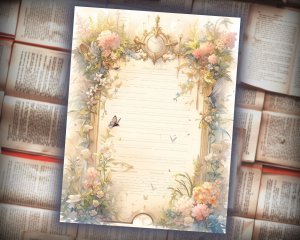 16 papers | Vintage Enchanted Forest Scrapbooking Kit | Watercolor Junk Journal Pages | Printable Paper for Invitations & Journaling