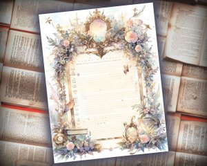 16 papers | Vintage Enchanted Forest Scrapbooking Kit | Watercolor Junk Journal Pages | Printable Paper for Invitations & Journaling