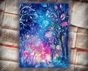 16 pages of Fairy Spring Night Background - Fantasy Fairy Tale with Vivid Colors. Shabby Chic Ephemera, Scrapbooking Background