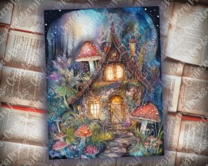 16 pages of Fairy Spring Night Background - Fantasy Fairy Tale with Vivid Colors. Shabby Chic Ephemera, Scrapbooking Background