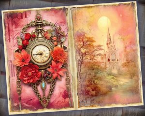 25 Papers | Nostalgic Fairy Tale Crown Scrapbooking Kit, Delicate Pastel Printable Pages, Romantic Soft Tonal Range Journaling Set