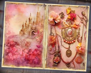 25 Papers | Nostalgic Fairy Tale Crown Scrapbooking Kit, Delicate Pastel Printable Pages, Romantic Soft Tonal Range Journaling Set