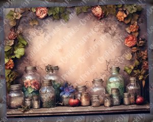 12 papers | Fairy Tale Potions and Nature Witch | Shabby Chic Scrapbooking Kit with Printable Pages, Junk Journaling, and Invitations