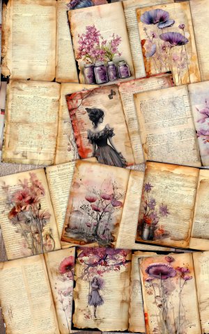 12 papers | Fairy Tale Magic Junk Journal Kit with Colorful Background and Intricate Details. Printable Pages for Scrapbooking, Invitations