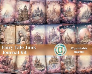 12 papers | Fairy Tale Crystal Princess Fantasy World Scrapbooking Kit | Shabby Chic Ephemera | Printable Pages | Junk Journal Kit