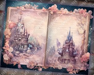 16 papers | Fairy Tale Crystal Princess Fantasy World Scrapbooking Kit | Shabby Chic Ephemera | Printable Pages, Junk Journal Supplies