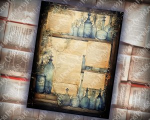 16 pages of Fairy Tale Night Potions Shabby Chic Ephemera Scrapbooking Background Watercolor Illustration - Intrinsic Details