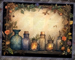 16 Papers | Fairy Tale Potions Background Nature Witch Potions Shabby Chic Ephemera Scrapbooking Papers | Printable Pages, Junk Journal Kit