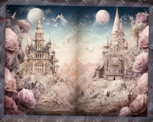 12 papers | Fairy Tale Crystal Princess Fantasy World | Shabby Chic Scrapbooking Kit with Vivid Colors and Ephemera | Junk Journaling