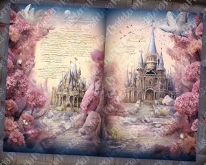 12 papers | Fairy Tale Crystal Princess Fantasy World | Shabby Chic Scrapbooking Kit with Vivid Colors and Ephemera | Junk Journaling