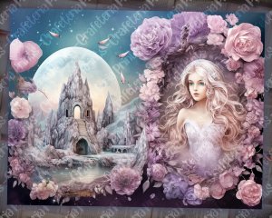 18 papers | Fairy Tale Crystal Princess Fantasy World Scrapbooking Kit & Printable Pages | Shabby Chic Ephemera, Vivid Colors