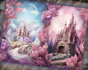 18 papers | Fairy Tale Crystal Princess Fantasy World Scrapbooking Kit & Printable Pages | Shabby Chic Ephemera, Vivid Colors