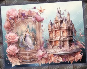 18 papers | Fairy Tale Crystal Princess Fantasy World Scrapbooking Kit & Printable Pages | Shabby Chic Ephemera, Vivid Colors