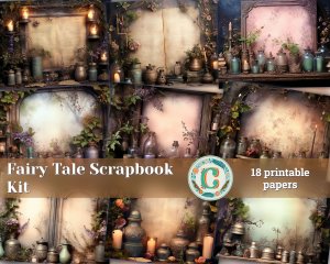 18 papers | Fairy Tale Potions Backgrounds | Nature Witch Scrapbooking Kit | Shabby Chic Ephemera | Printable Pages | Junk Journal Kit