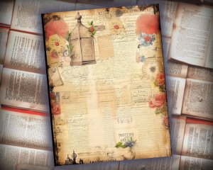 12 Papers | Fairy Tales Themed Scrapbooking Kit, Shabby Chic Printable Backgrounds, Junk Journal Papers, Watercolor Illustration Ephemera