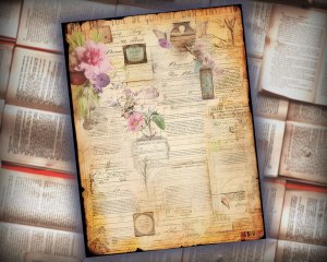 12 Papers | Fairy Tales Themed Scrapbooking Kit, Shabby Chic Printable Backgrounds, Junk Journal Papers, Watercolor Illustration Ephemera