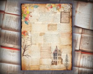 12 Papers | Fairy Tales Themed Scrapbooking Kit, Shabby Chic Printable Backgrounds, Junk Journal Papers, Watercolor Illustration Ephemera