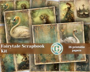 26 papers | Nostalgic Fairytale Crown Scrapbooking Kit, Delicate Pastel Printable Papers, Romantic Scenery Junk Journaling Set