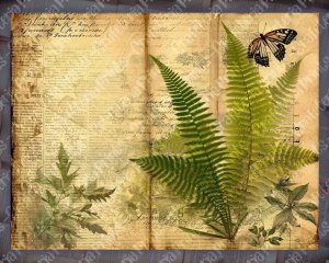 Basic Fern Digital Paper for Junk Journals - Botanical Background, Printable Kit, Forest Junk Journal Paper, Shabby Chic Ephemera