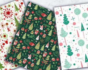 Digital Pattern Paper with Seamless Red and Green Christmas Elements for Festive Crafts, Scrapbooking, and Holiday Decorations