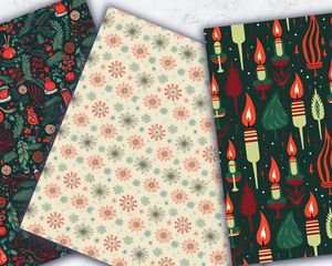 Digital Pattern Paper with Seamless Red and Green Christmas Elements for Festive Crafts, Scrapbooking, and Holiday Decorations