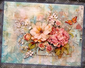 20 Pages of Floral Collage Background, Vivid Colors, Shabby Chic Ephemera for Scrapbooking, Invitations, Digital Planners, Journaling