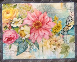 20 Pages of Floral Collage Background, Vivid Colors, Shabby Chic Ephemera for Scrapbooking, Invitations, Digital Planners, Journaling