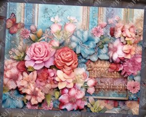 20 Pages of Floral Collage Background, Vivid Colors, Shabby Chic Ephemera for Scrapbooking, Invitations, Digital Planners, Journaling