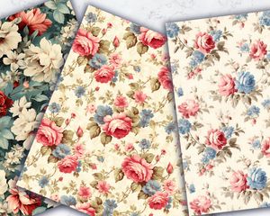 Rustic Country Cottage Floral Texture Digital Pattern Paper, Vintage Shabby Chic Seamless Background for Crafts, Scrapbooking