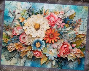 18 Pages of Floral Collage Background, Vivid Colors, Shabby Chic Ephemera, Scrapbooking, Invitations, Digital Planners, Journaling