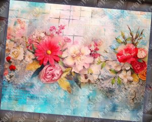 18 pages of Floral Collage background vivid colors shabby chic ephemera for scrapbooking, invitations, designs, digital planners, journaling