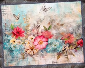 18 pages of Floral Collage background vivid colors shabby chic ephemera for scrapbooking, invitations, designs, digital planners, journaling