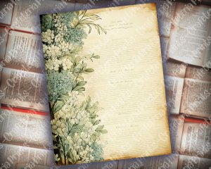 12 papers | Vintage Floral Scrapbooking Papers | Shabby Chic Printable Pages | Watercolor Background | Invitations, Journaling