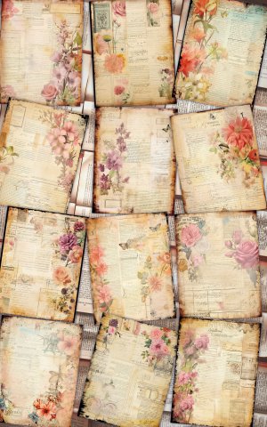 12 papers | Flower Themed Scrapbooking Kit | Printable Pages | Shabby Chic Journaling Kit | Colorful Background | Intricate Details